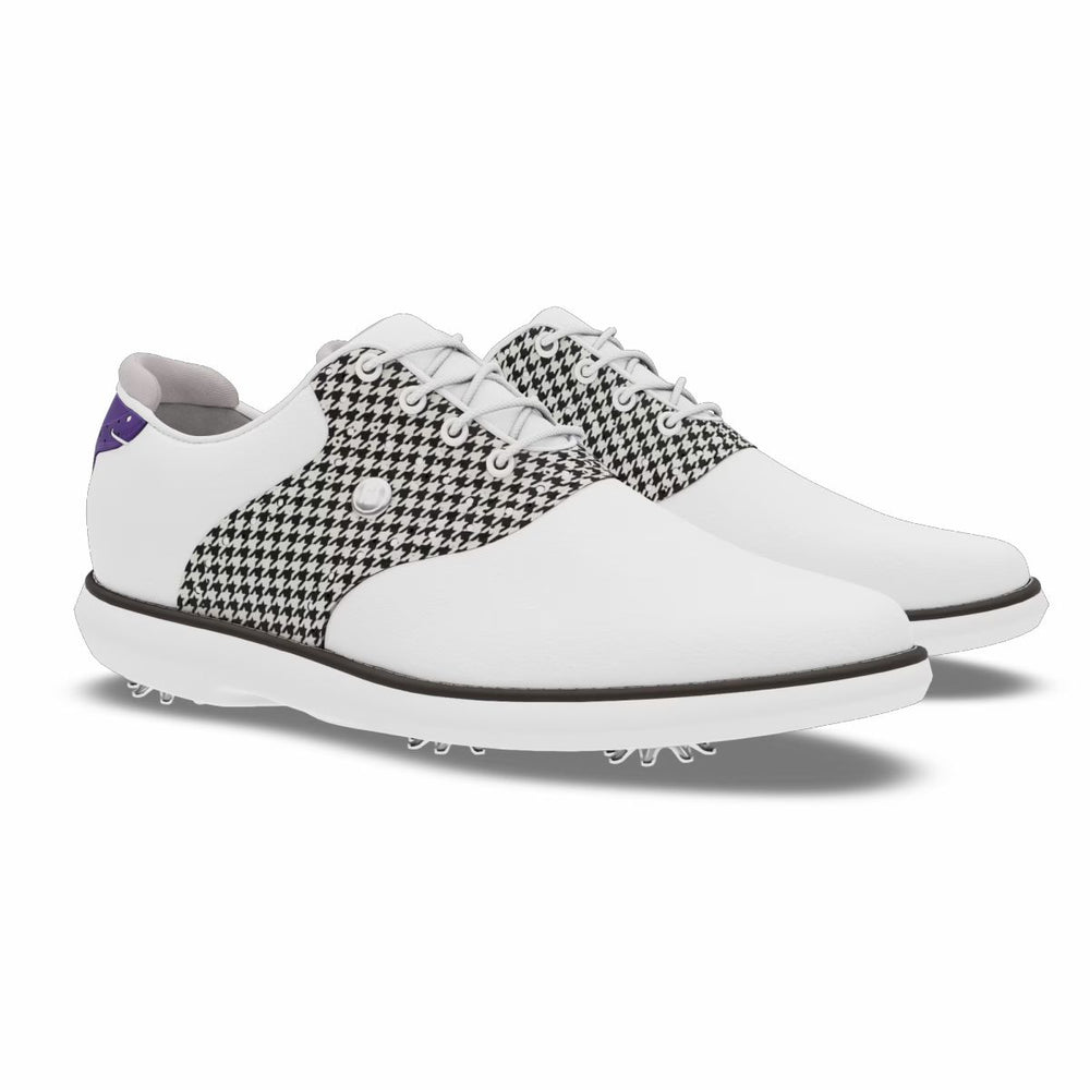White / Houndstooth / Purple,5,Narrow
