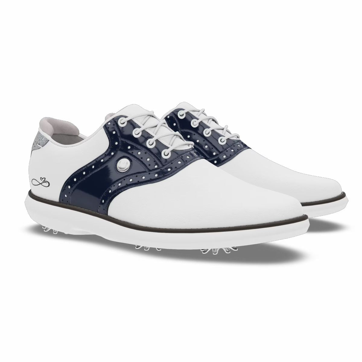 White / Navy Patent / Silver Fish Print,5,Narrow